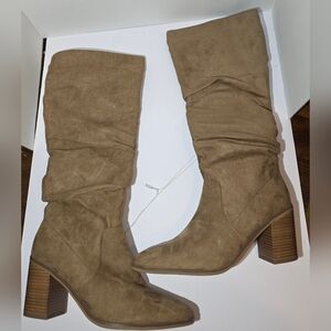 Target Suede Tan Heeled Boots